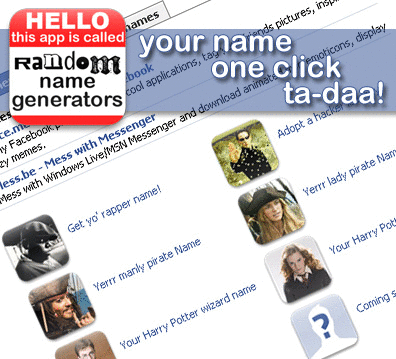  launches 1st Facebook application: Random Name Generators